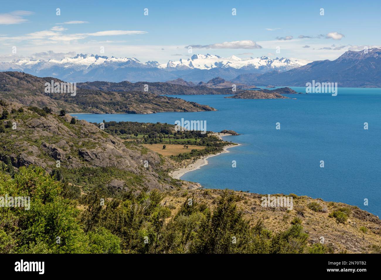 Vue sur le magnifique Lago General Carrera dans le sud du Chili Banque D'Images