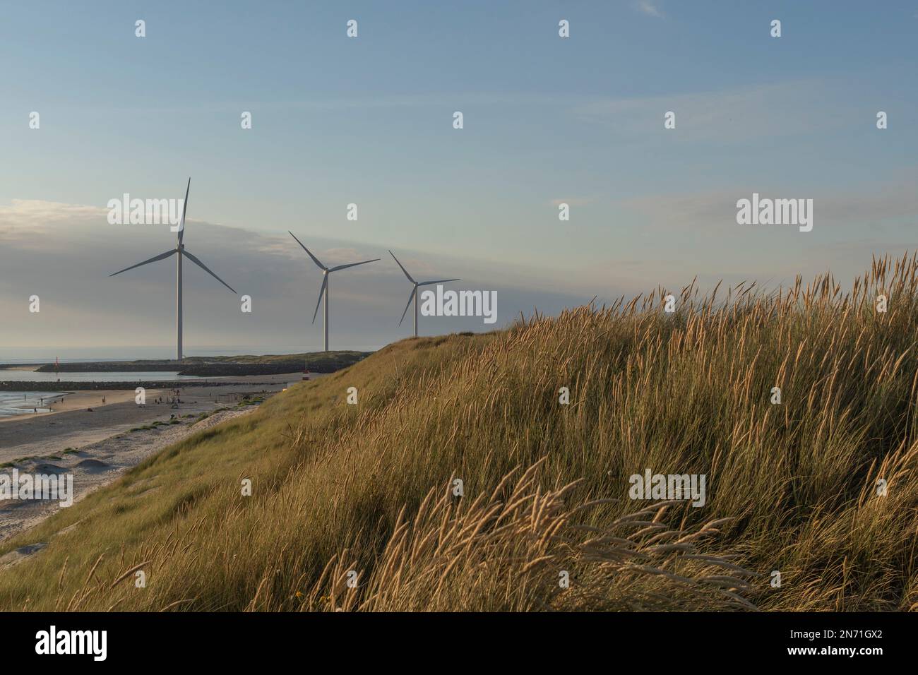 Éoliennes, Danemark, Mer du Nord, nature, plage Banque D'Images