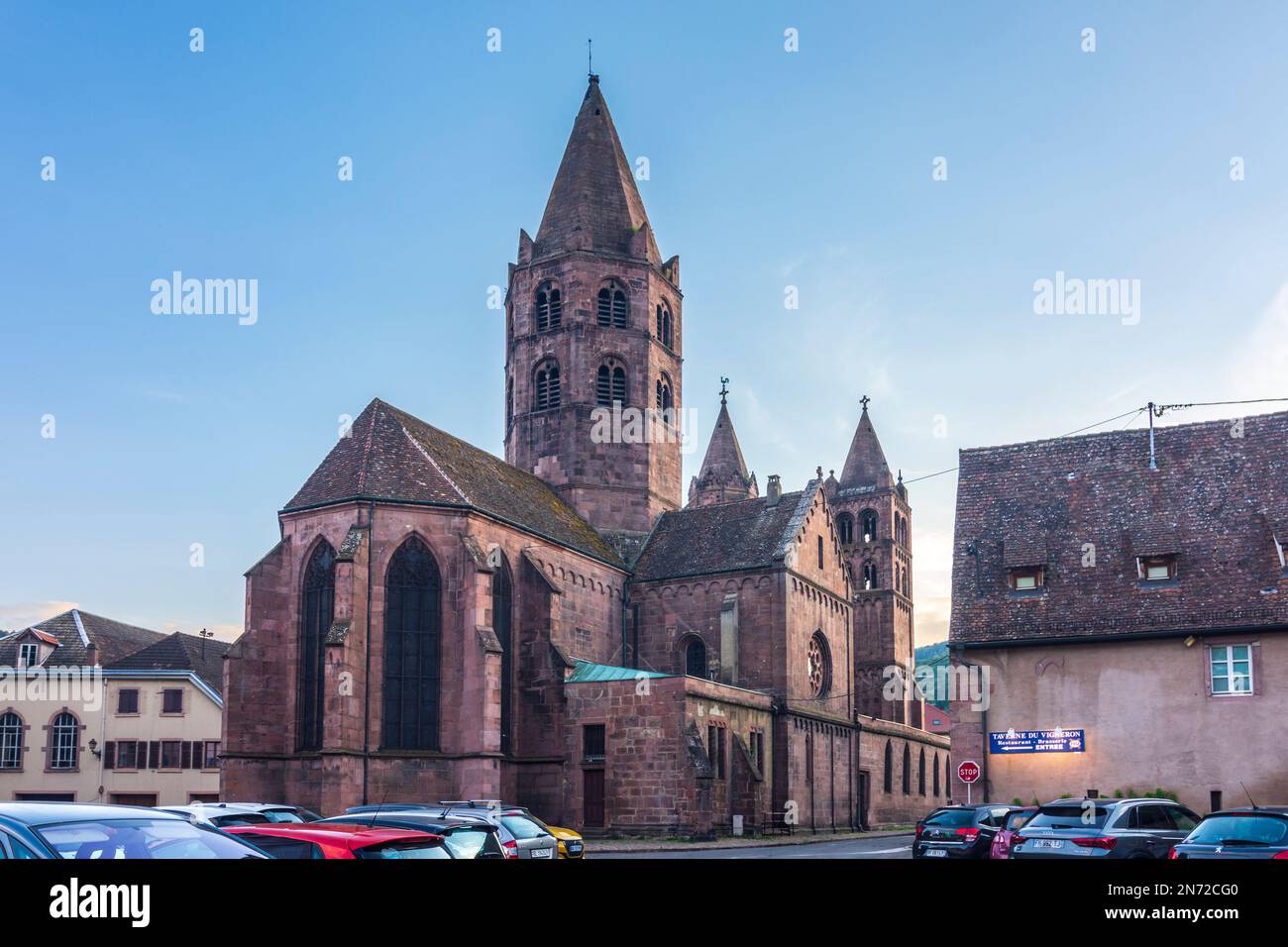 Guebwiller (Gebweiler), St. Église du léger en Alsace (Elssass), Haut-Rhin (Oberelsss), France Banque D'Images