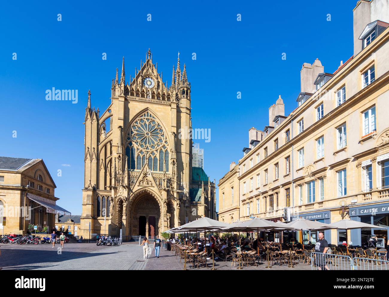 Metz, Cathédrale Saint-Etienne (Cathédrale Saint-Étienne), Front Ouest et Portail du Christ en Lorraine (Lothringen), Moselle (Moselle), France Banque D'Images