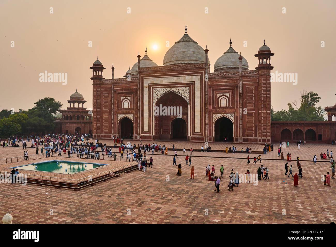 Mosquée du Taj Mahal, Agra, Inde Banque D'Images