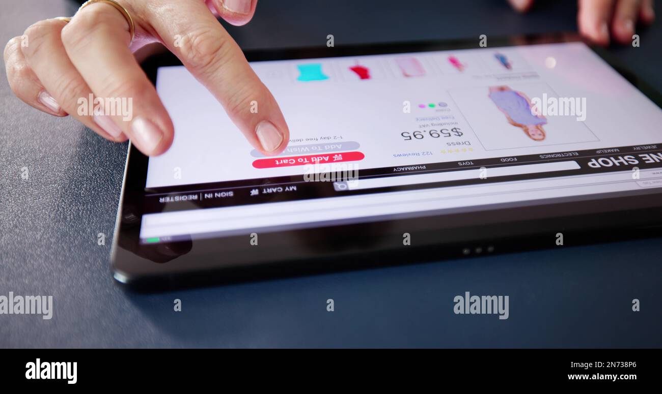 Boutique en ligne du site Web d'Ecommerce Shopping sur tablette Banque D'Images