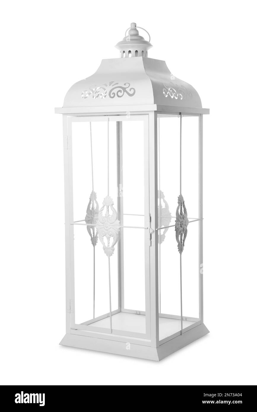 Lanterne décorative isolée sur blanc. Élément intérieur Banque D'Images