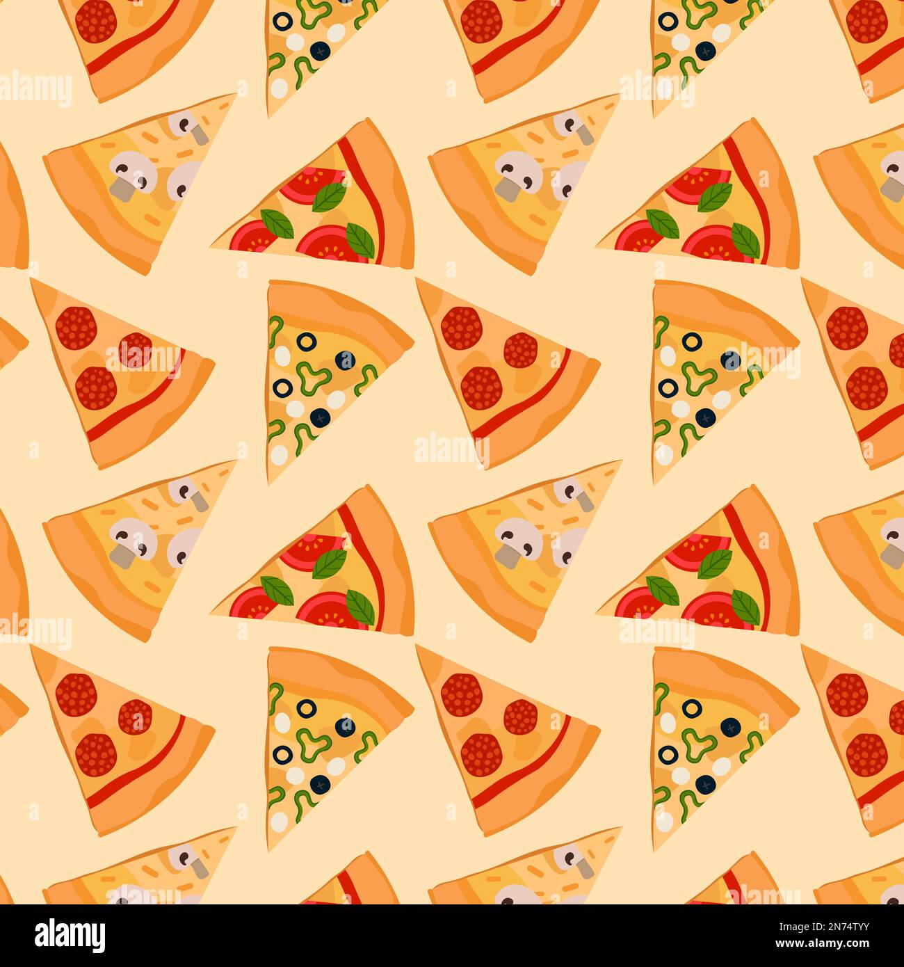 Schéma alimentaire avec tranches Pizza, concept d'emballage Illustration vectorielle en style plat Illustration de Vecteur