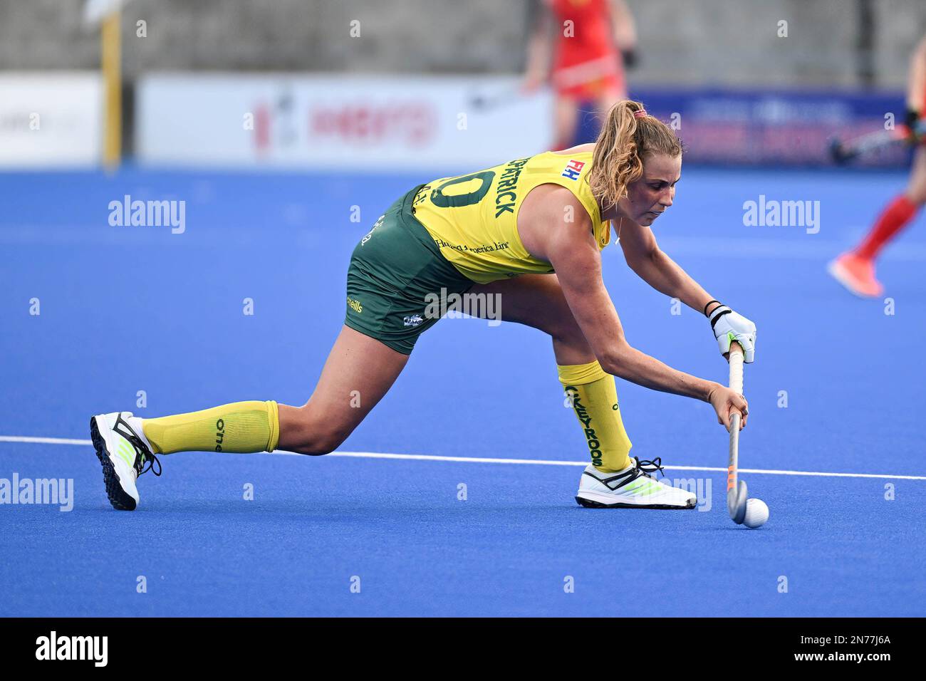 Sydney, Australie. 10th févr. 2023. Maddy Fitzpatrick de l'équipe australienne de hockey féminin en action pendant le match de la Ligue Pro Australie contre Chine de la Fédération internationale de hockey qui s'est tenu au centre de hockey du parc olympique de Sydney. Score final Australie 3:1 Chine. Crédit : SOPA Images Limited/Alamy Live News Banque D'Images