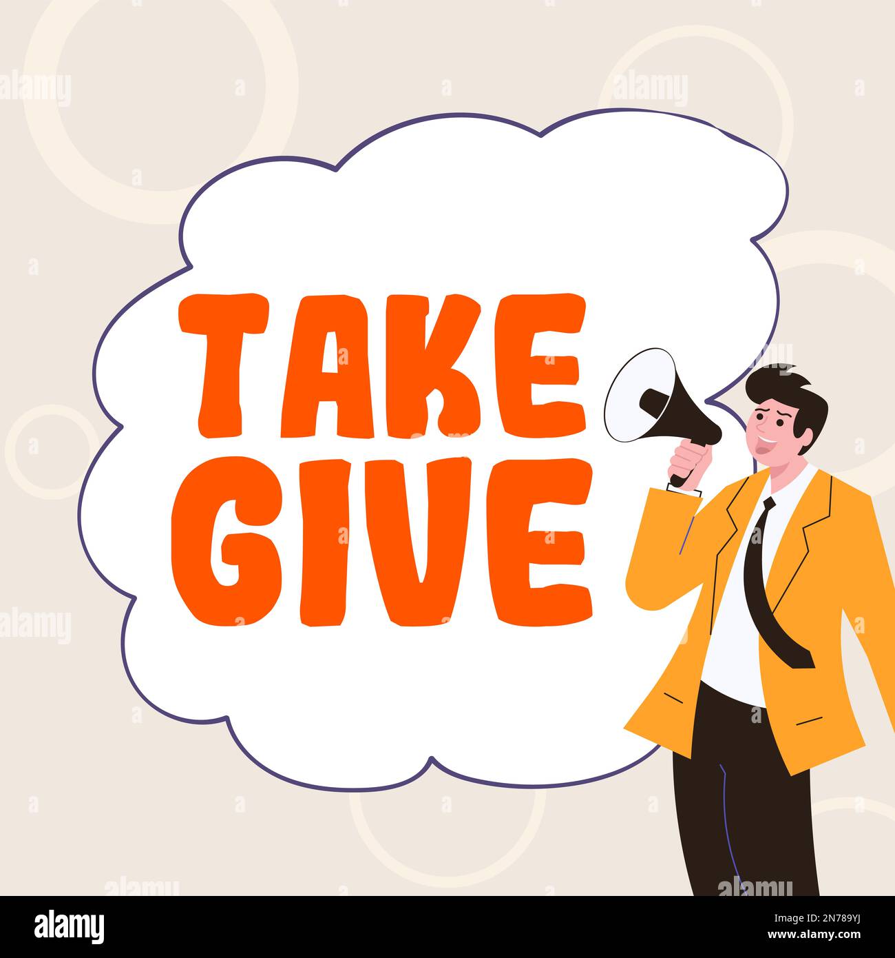 Écriture affichage du texte prendre donner. Concept commercial échange