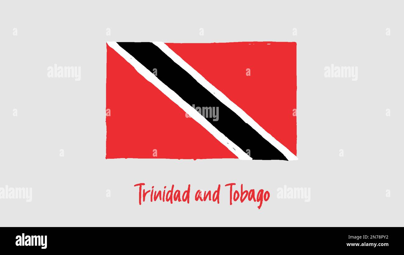 Trinidad et Tobago drapeau couleur crayon esquisse Illustration vecteur Illustration de Vecteur