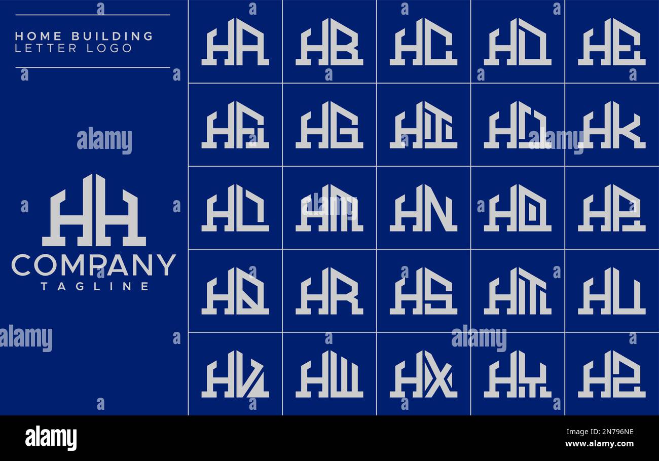Ensemble de modèles minimaliste avec logo H pour lettre maison. Logo de la lettre H HH House Illustration de Vecteur