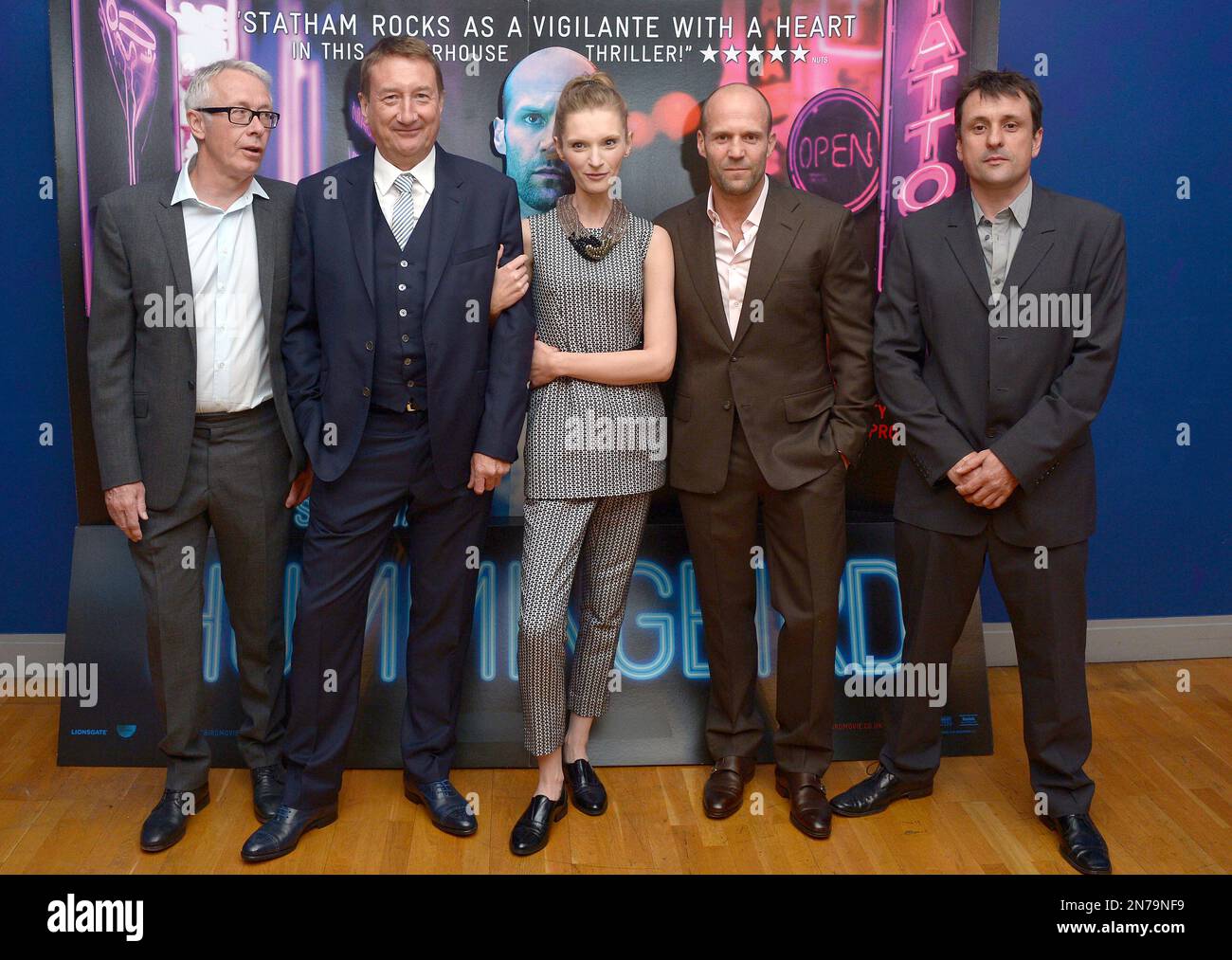 Paul Webster, Steven Knight, Agata Buzek, Jason Statham and Guy Heeley arrive at the world premiere of The Hummingbird at the Odeon West End in London Monday, June 17, 2013. (AP Photo/Jon Furniss/Invision/) Banque D'Images