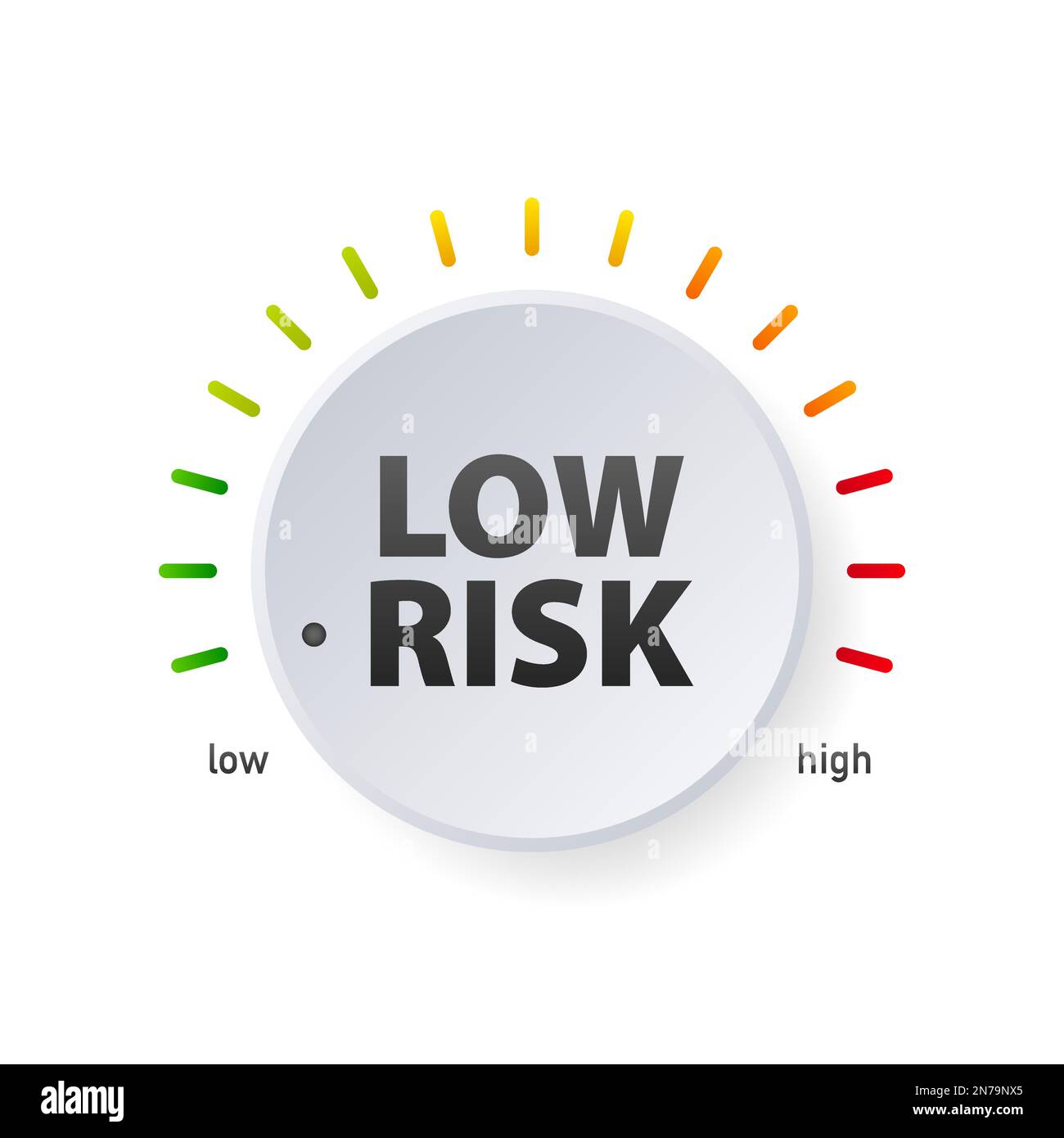 Indicateur de vitesse de risque. Icône de jauge de risque. Compteur à faible risque Illustration de Vecteur