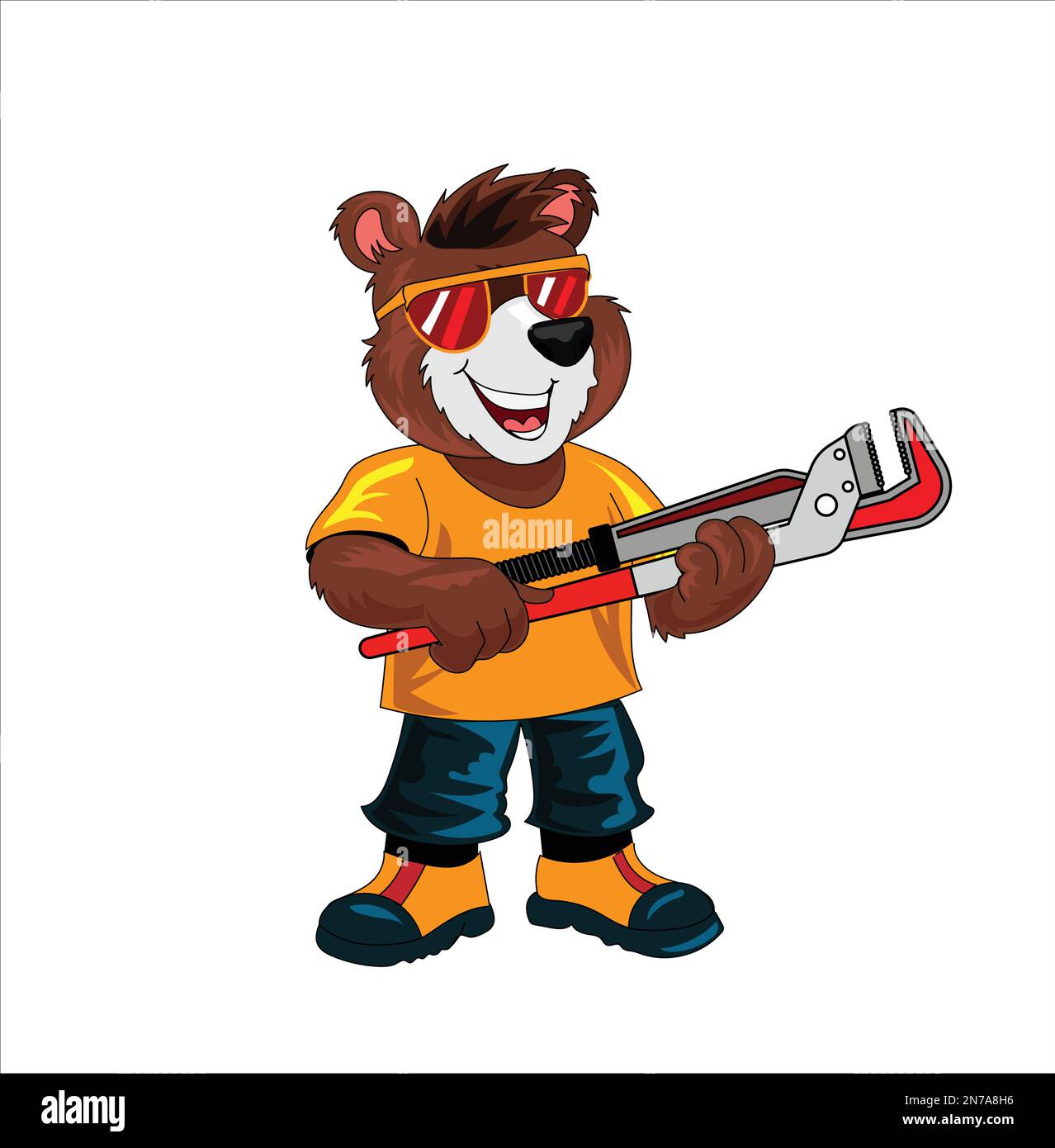 Illustration vectorielle de la mascotte de l'ours plombier Illustration de Vecteur