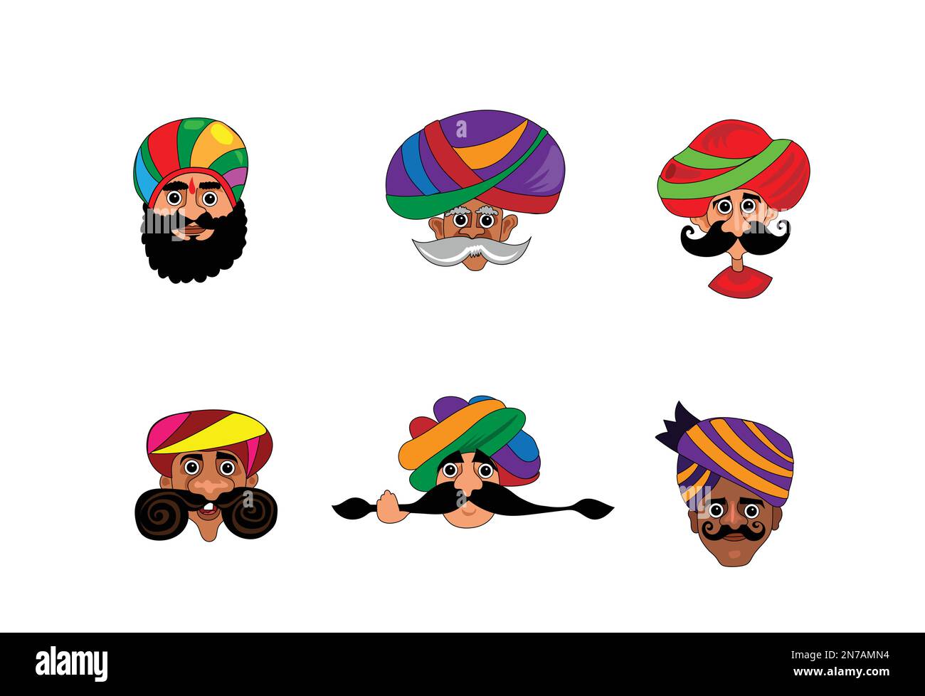 Ensemble de Rajasthani Turban Men vector illustration Pro Vector Illustration de Vecteur