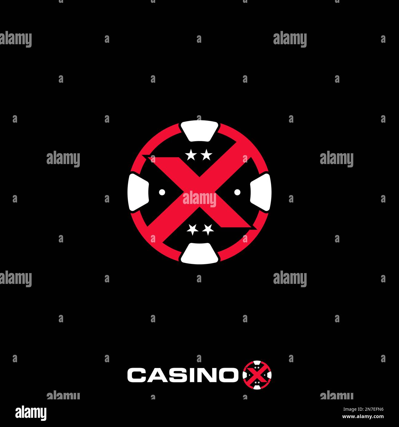 Lettre ou mot X police avec casino coin ou image de jeton graphique icône logo design abstrait concept vecteur symbole de stock lié au jeu ou initial. Illustration de Vecteur