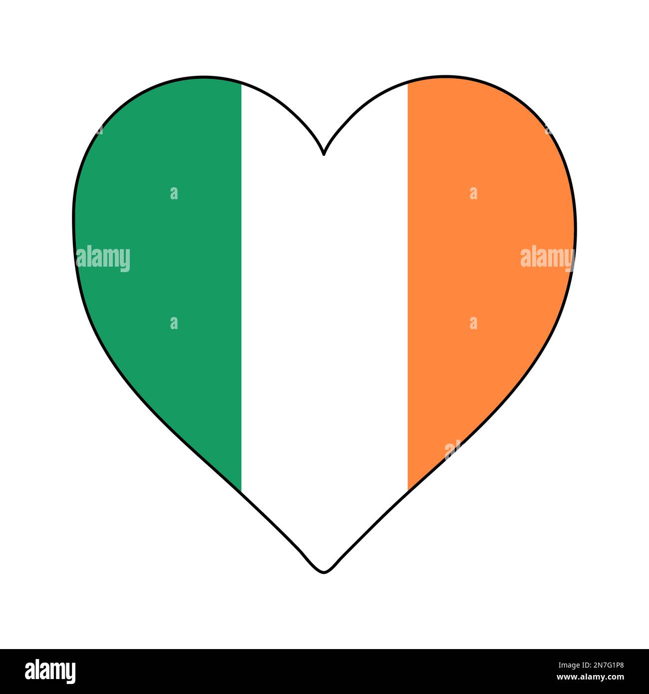 Drapeau de la forme du cœur en Irlande. J'aime l'Irlande. Visitez l'Irlande. Europe du Nord. Europe. Union européenne. Conception graphique d'illustration vectorielle. Illustration de Vecteur