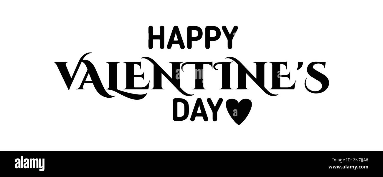 Texte de bonne Saint Valentin et coeur noir sur fond noir. illustration vectorielle. Carte postale, carte, invitation, modèle de bannière romantique. Illustration de Vecteur