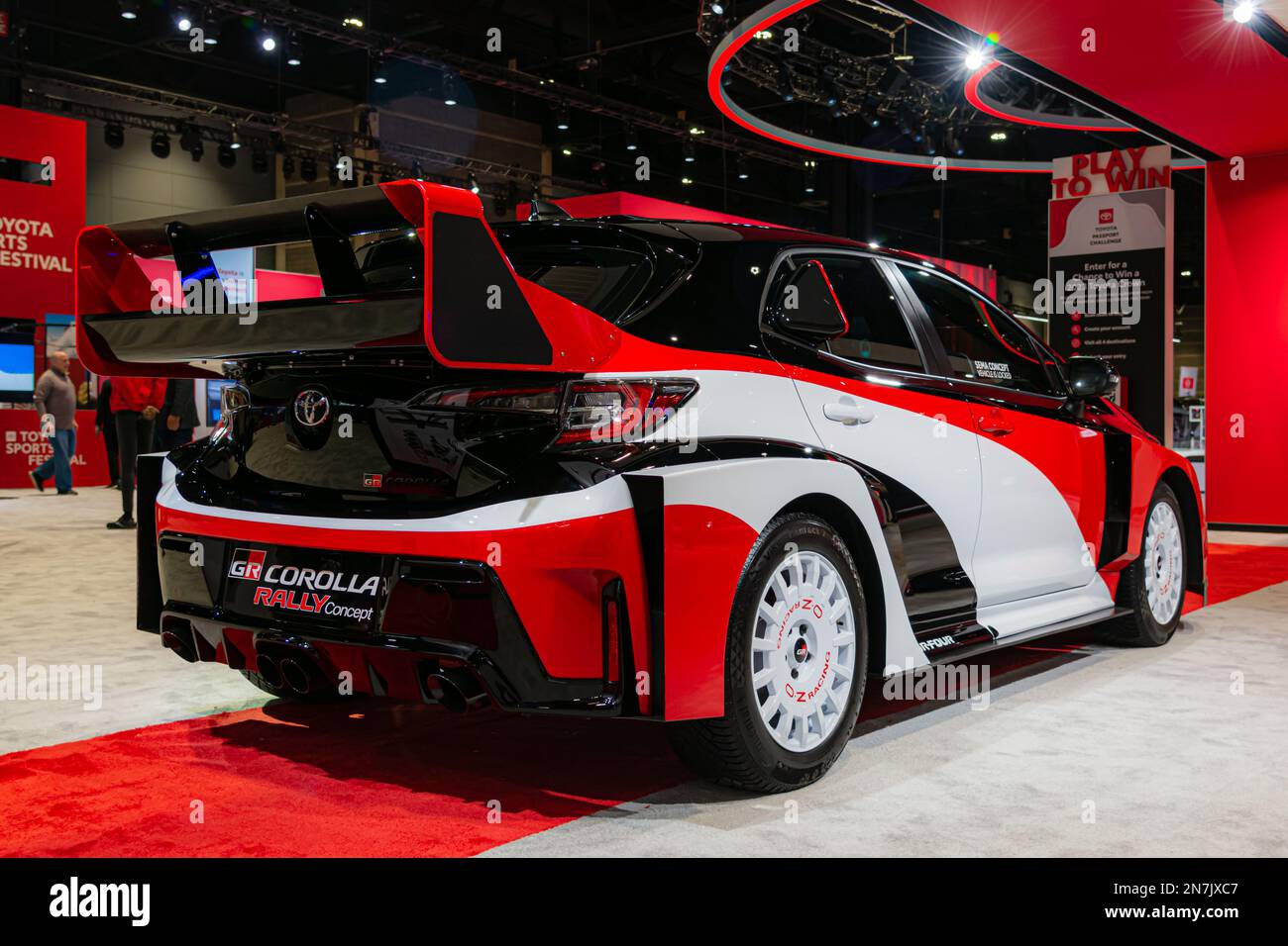 Chicago, il, Etats-Unis - 9 février 2023: Toyota GR Corolla Rally concept au Chicago Auto Show 2023. Banque D'Images