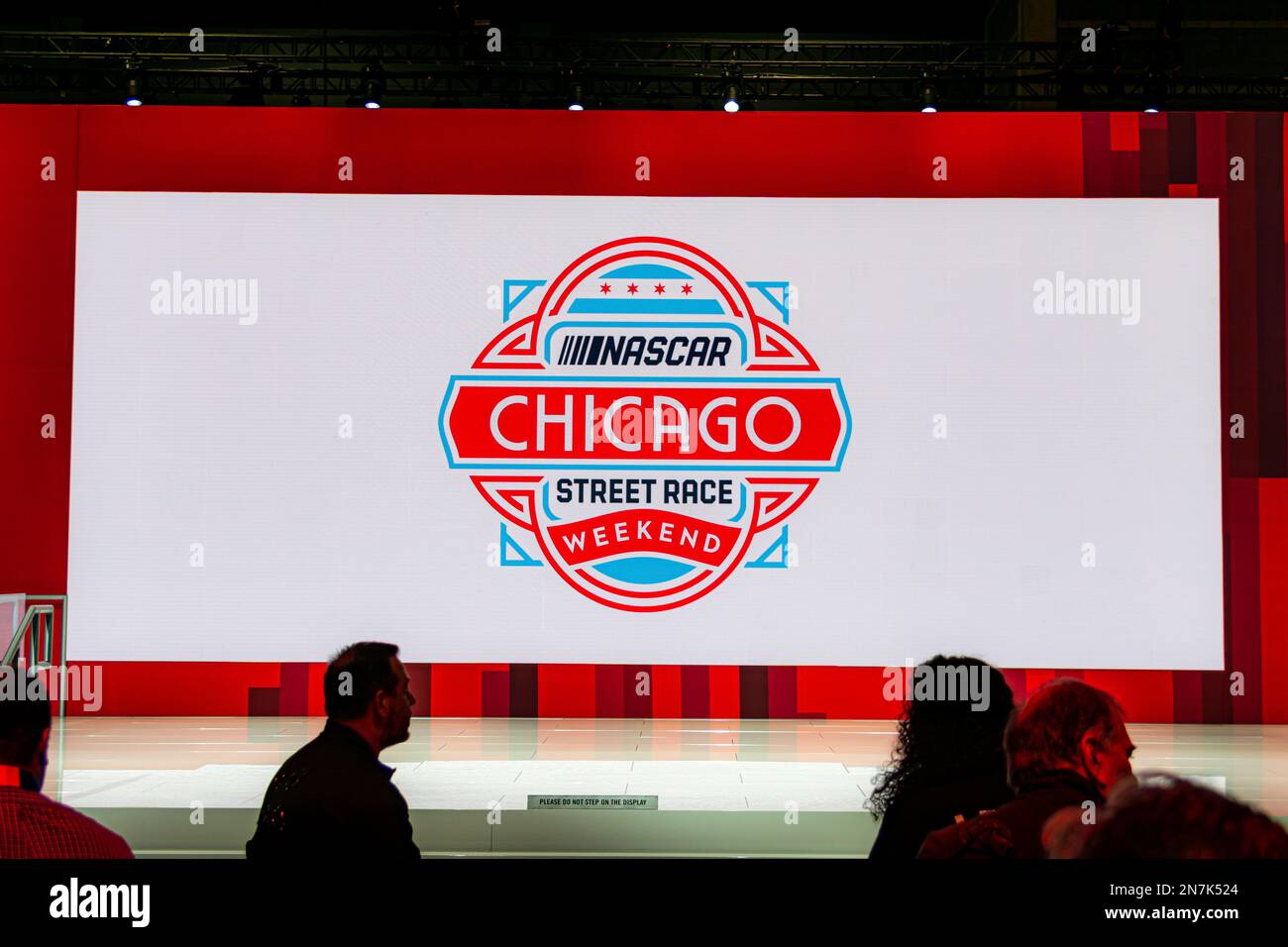 Chicago, il, Etats-Unis - 9 février 2023: NASCAR Chicago Street Race Stage pour leur conférence de presse au Chicago Auto Show 2023. Banque D'Images