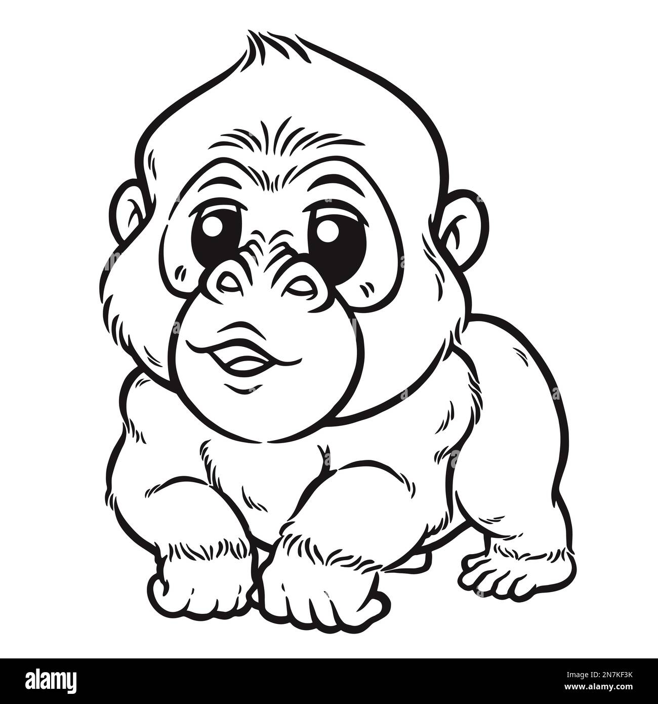 Illustration vectorielle du dessin animé Gorilla - livre de coloriage pour enfants Illustration de Vecteur