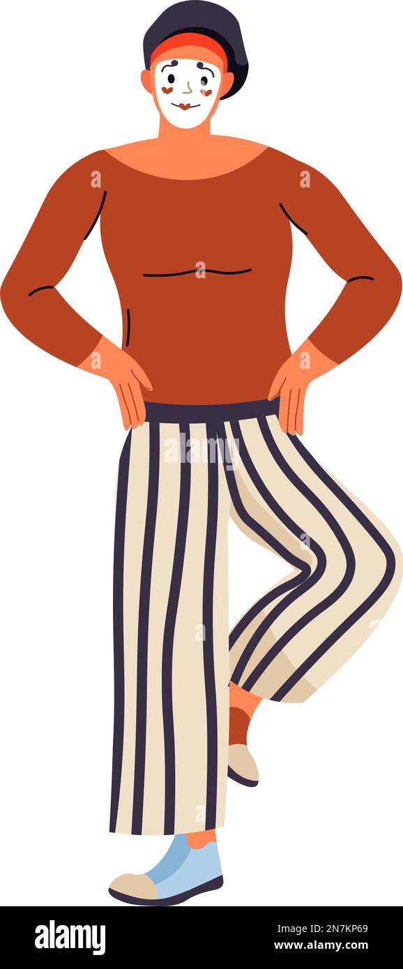 Pantomimist homme personnage mime agissant vecteur Illustration de Vecteur