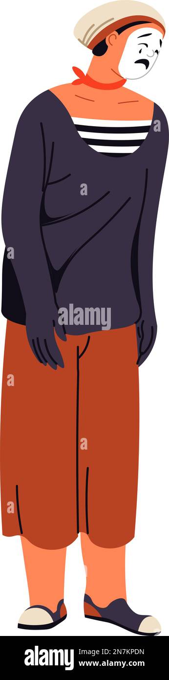 MIME avec le théâtre de visage peint Illustration de Vecteur