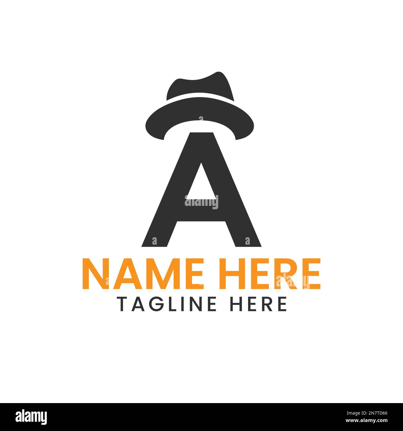 Letter A Gentlemen Hat logo Design concept avec Cowboy Hat Icon Template Illustration de Vecteur