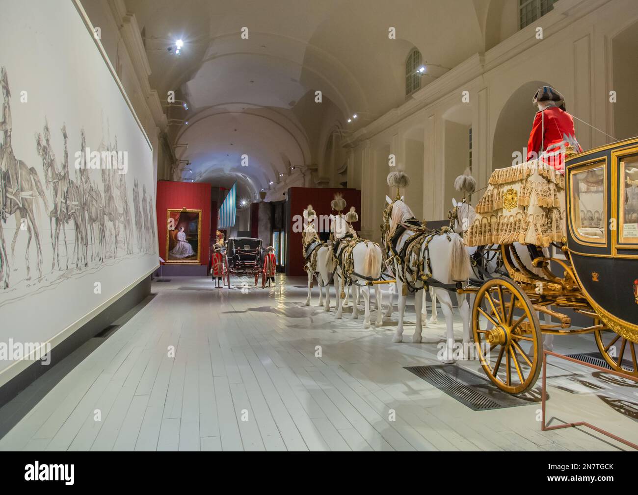 Royal stables - exposition 'le Bucentaure et les calèches Royales' - Venaria Reale, Turin, Piémont, Nord de l'Italie - Europe Banque D'Images