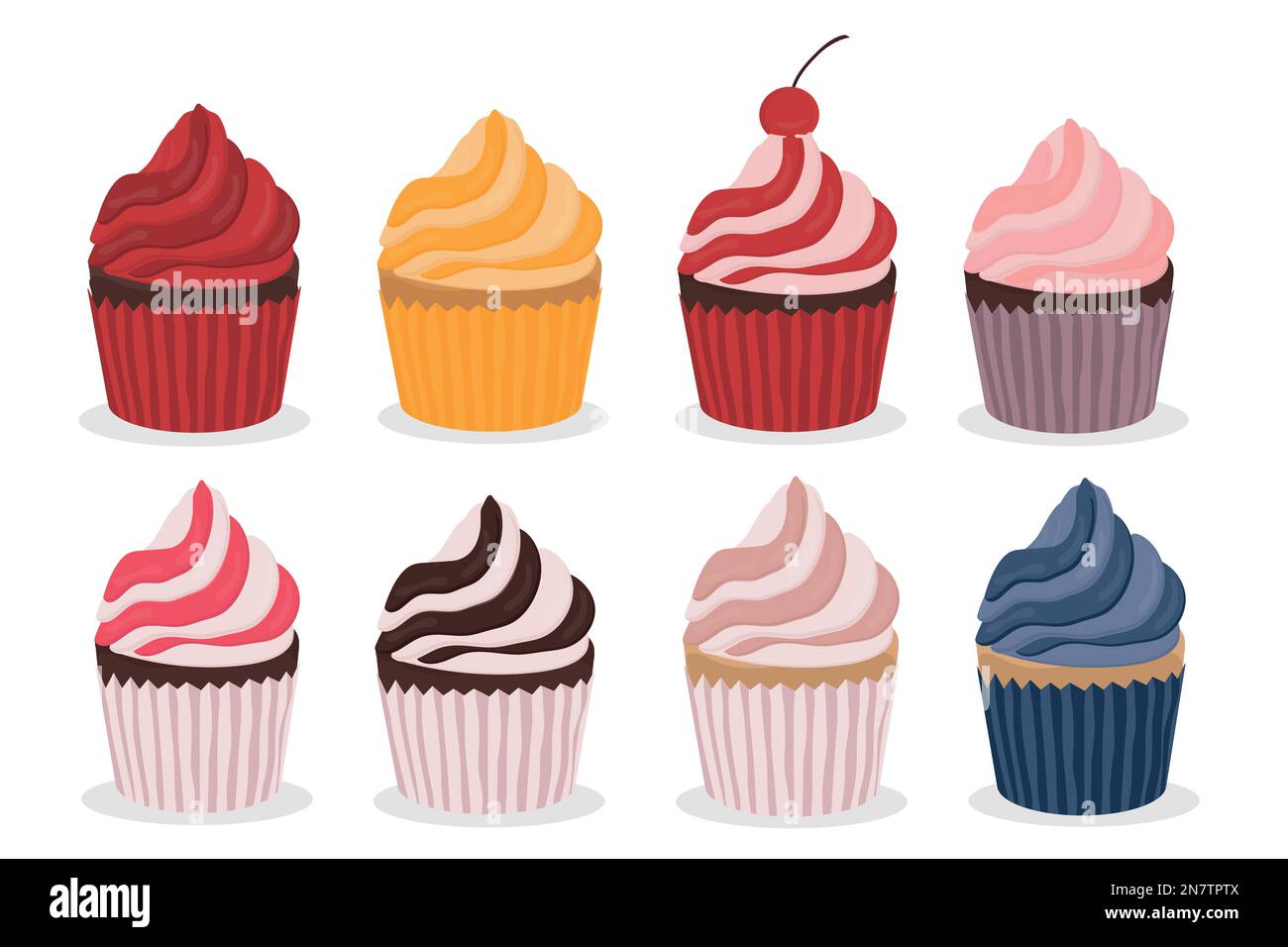 un ensemble de cupcakes de couleurs et de saveurs différentes illustration scénario bonbons de vacances Illustration de Vecteur