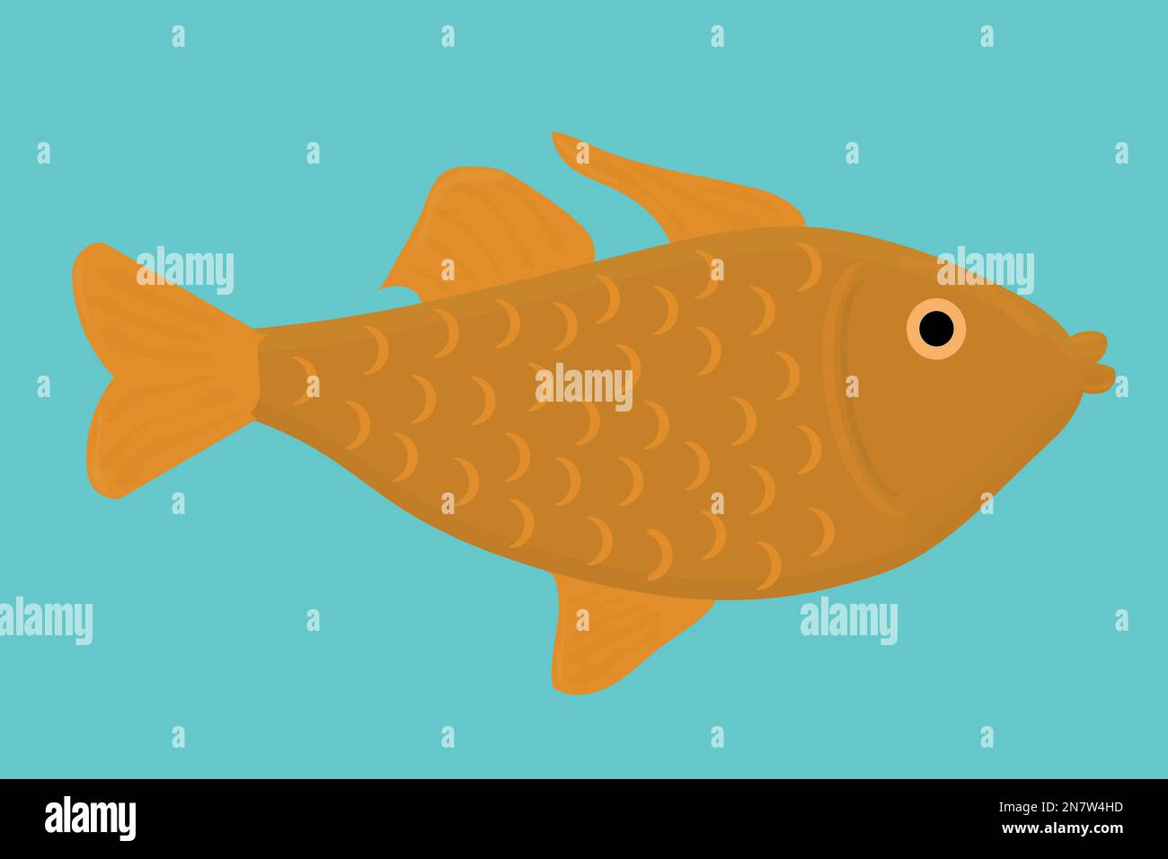 un gros saumon d'or nage dans l'eau Illustration de Vecteur