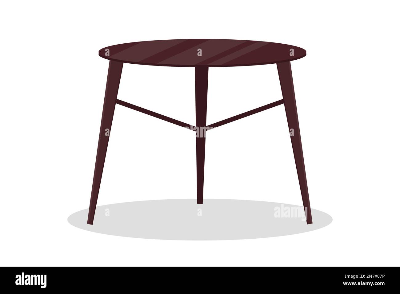 une table ronde en bois sur fond blanc, élément d'intérieur graphique vectoriel isolé Illustration de Vecteur