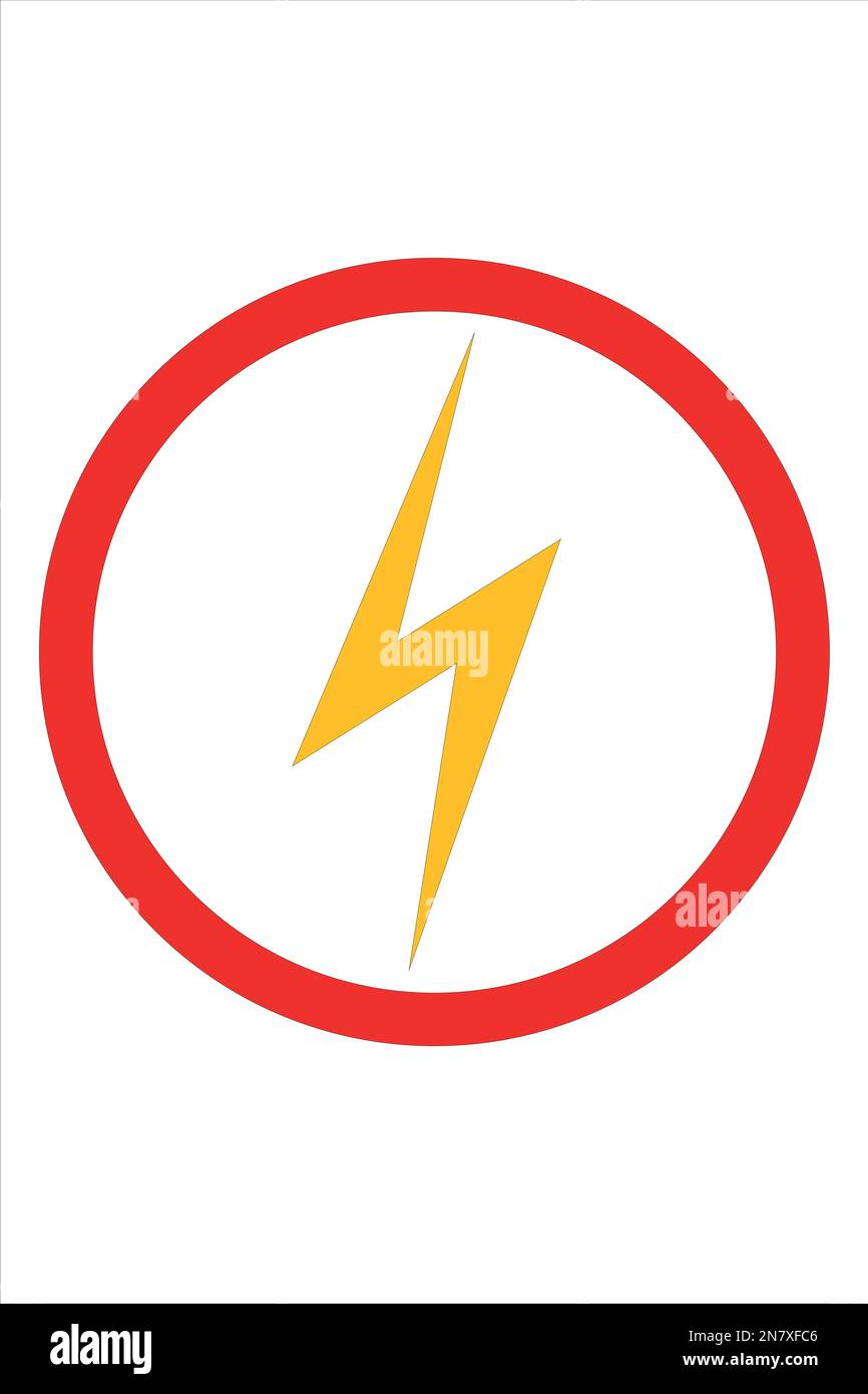 Symbole De La Tension électrique symbole de tension électrique dans un cercle d'avertissement rouge Image Vectorielle Stock - Alamy