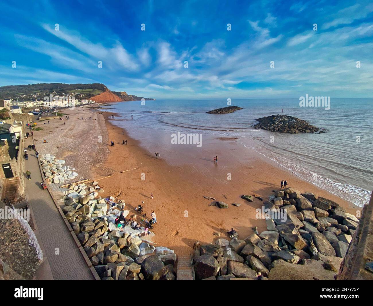 Plage et côte de Sidmouth à Devon Banque D'Images
