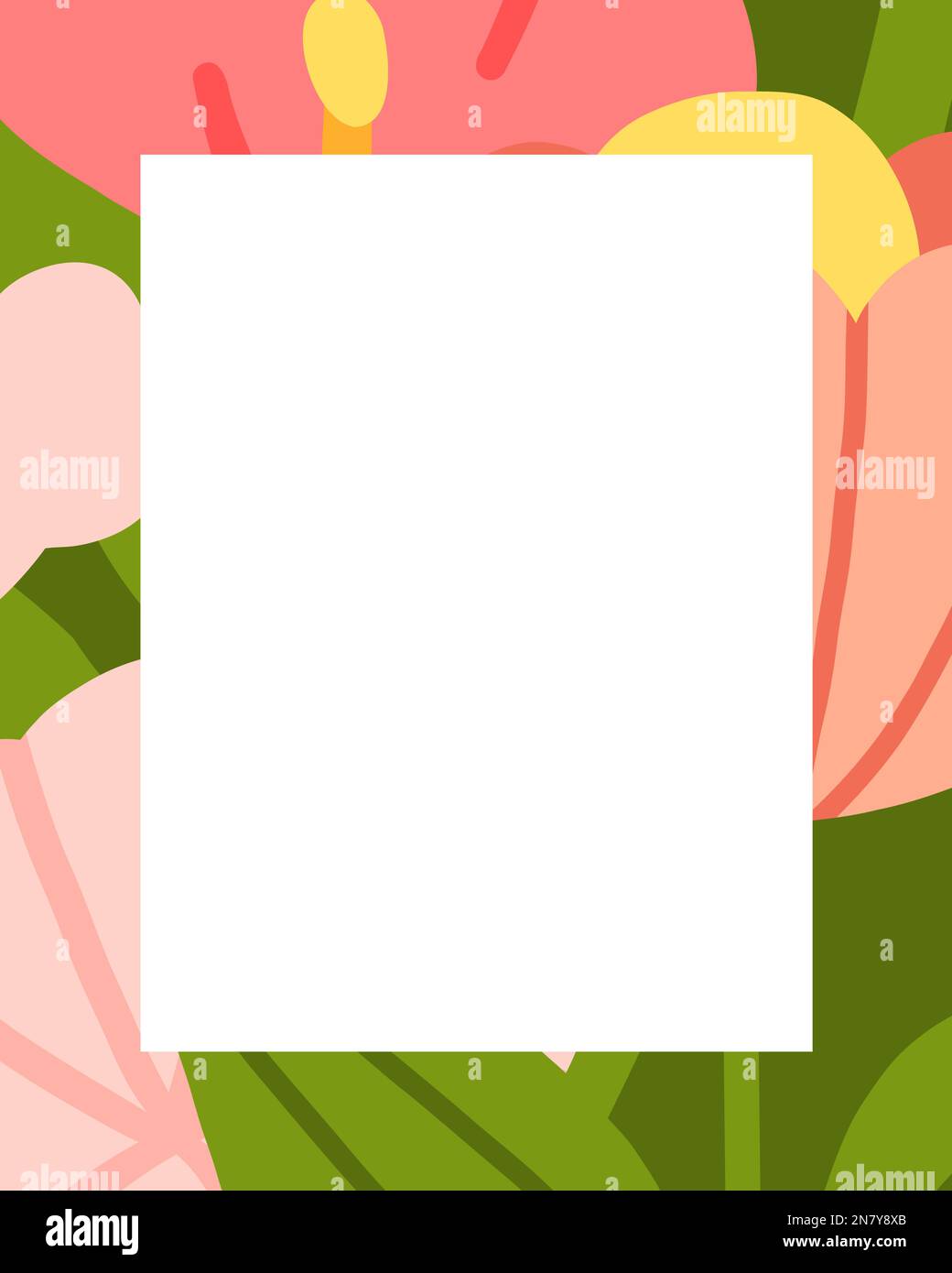 Dessin à la main graphique clipart illustration vecteur arrière-plan bordure cadre impression de composition, abstrait boho jardin nature forme, fleur Illustration de Vecteur