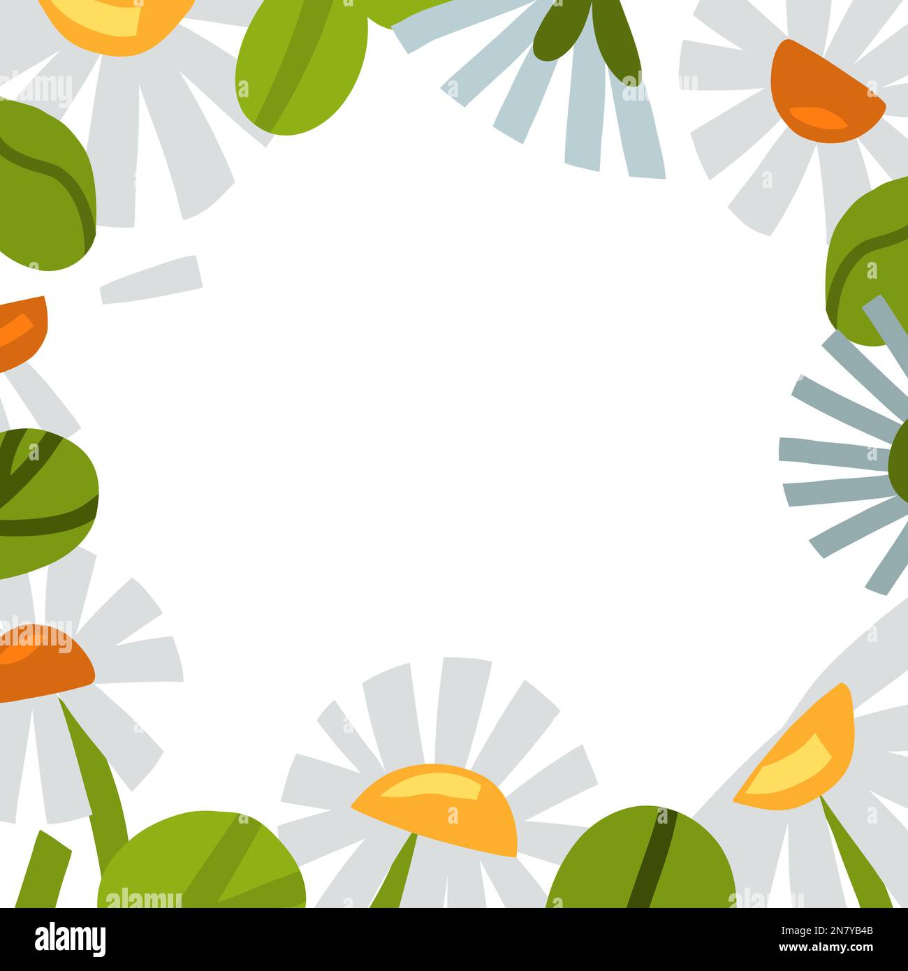 Dessin à la main graphique clipart illustration vecteur arrière-plan bordure cadre impression de composition, abstrait boho jardin nature forme, fleur Illustration de Vecteur