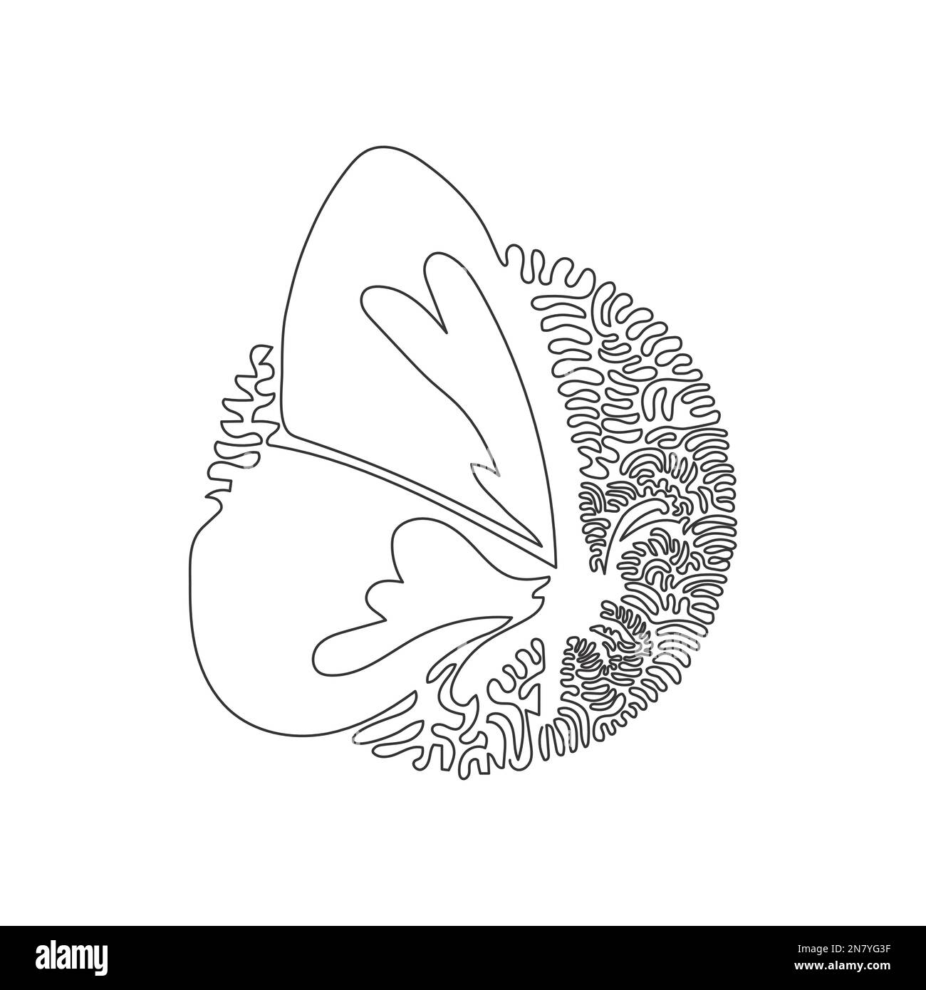 Un seul dessin de ligne curly de papillon art abstrait unique Ligne continue dessin graphique dessin illustration vectorielle de l'humain convivial papillon FO Illustration de Vecteur