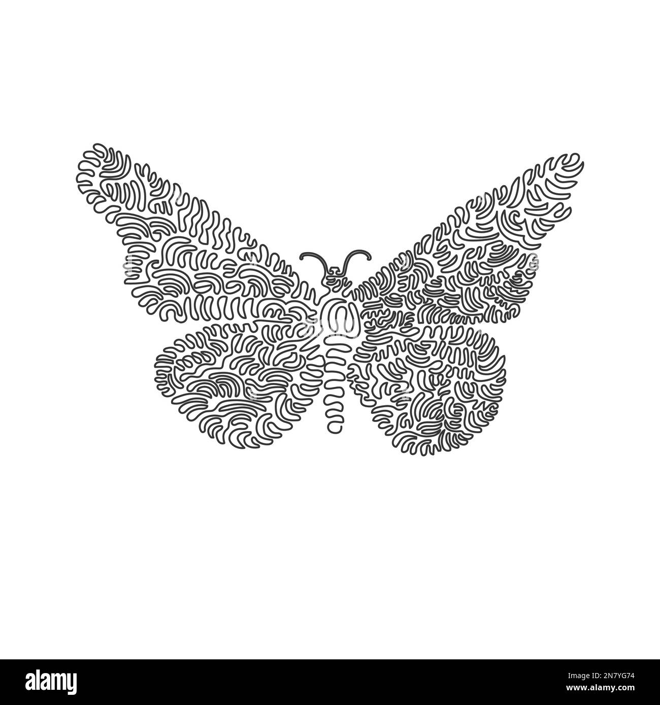 Courbe continue dessin d'une ligne de papillon adorable art abstrait Illustration vectorielle de contour modifiable à une seule ligne d'un papillon attrayant Illustration de Vecteur