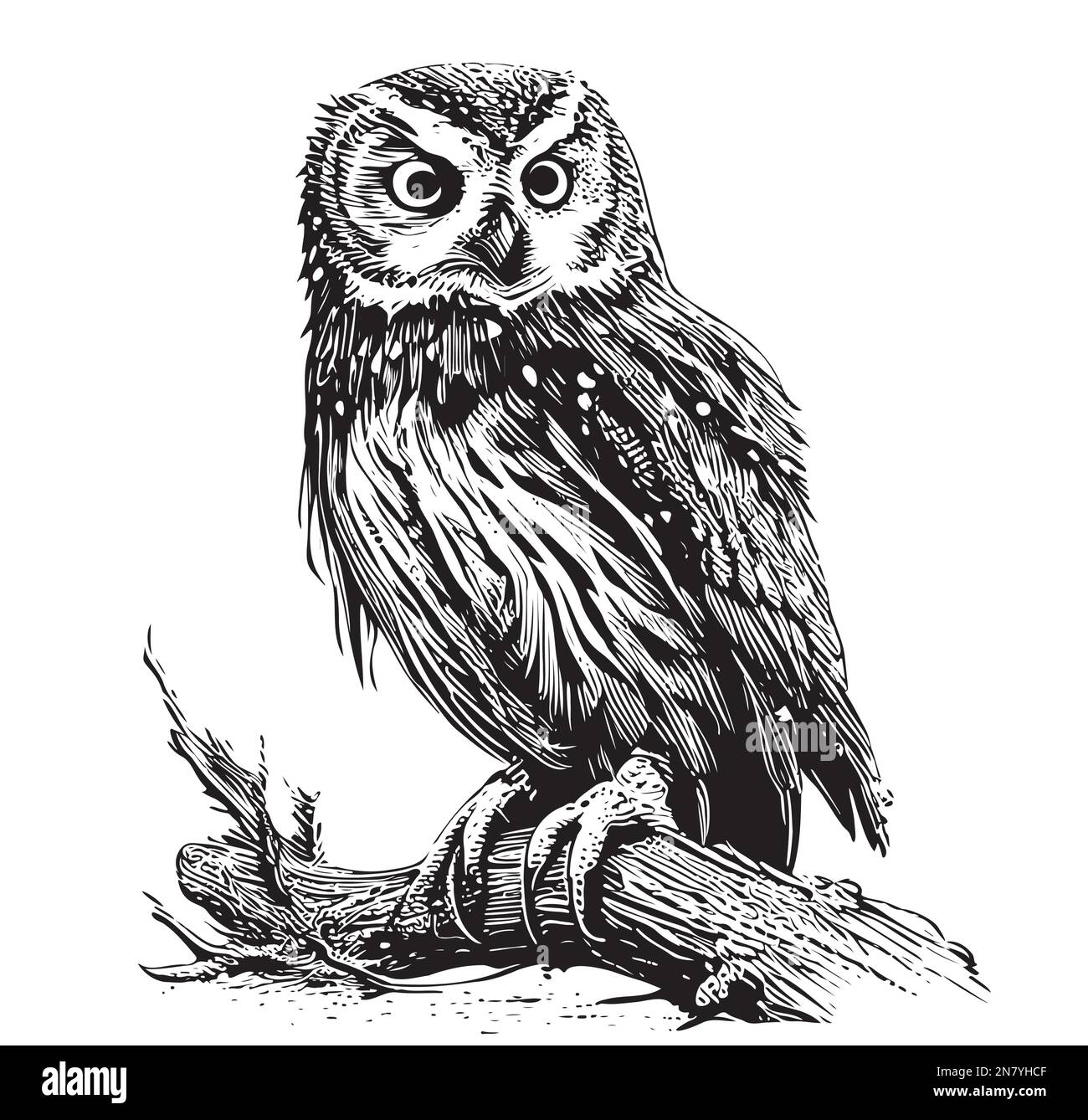 Illustration vectorielle de l'esquisse dessinée à la main de l'oiseau hibou Illustration de Vecteur