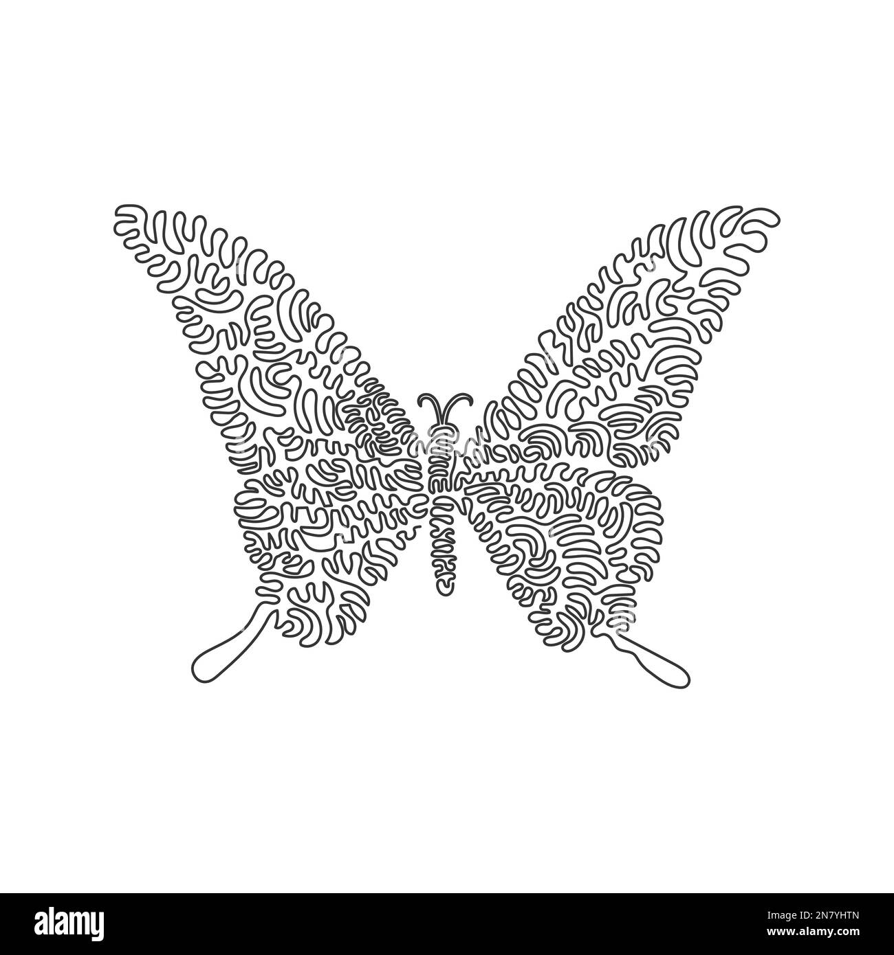 Un seul dessin d'une ligne de joli papillon volant art abstrait Dessin de ligne continue dessin graphique illustration vectorielle de l'insecte domestique amical pour Illustration de Vecteur