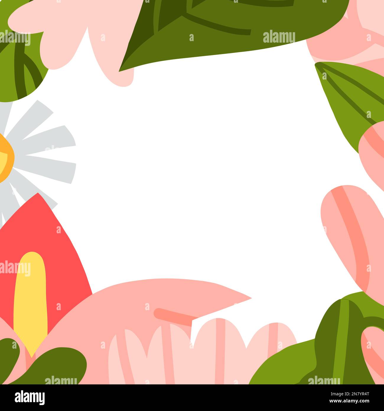 Dessin à la main graphique clipart illustration vecteur arrière-plan bordure cadre impression de composition, abstrait boho jardin nature forme, fleur Illustration de Vecteur