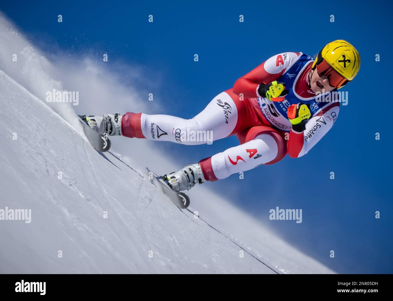 Méribel, France. 11th févr. 2023. Ski alpin: Championnat du monde, descente, femmes: Nina Ortlieb, Autriche, en action. Credit: Michael Kappeller/dpa/Alay Live News Banque D'Images