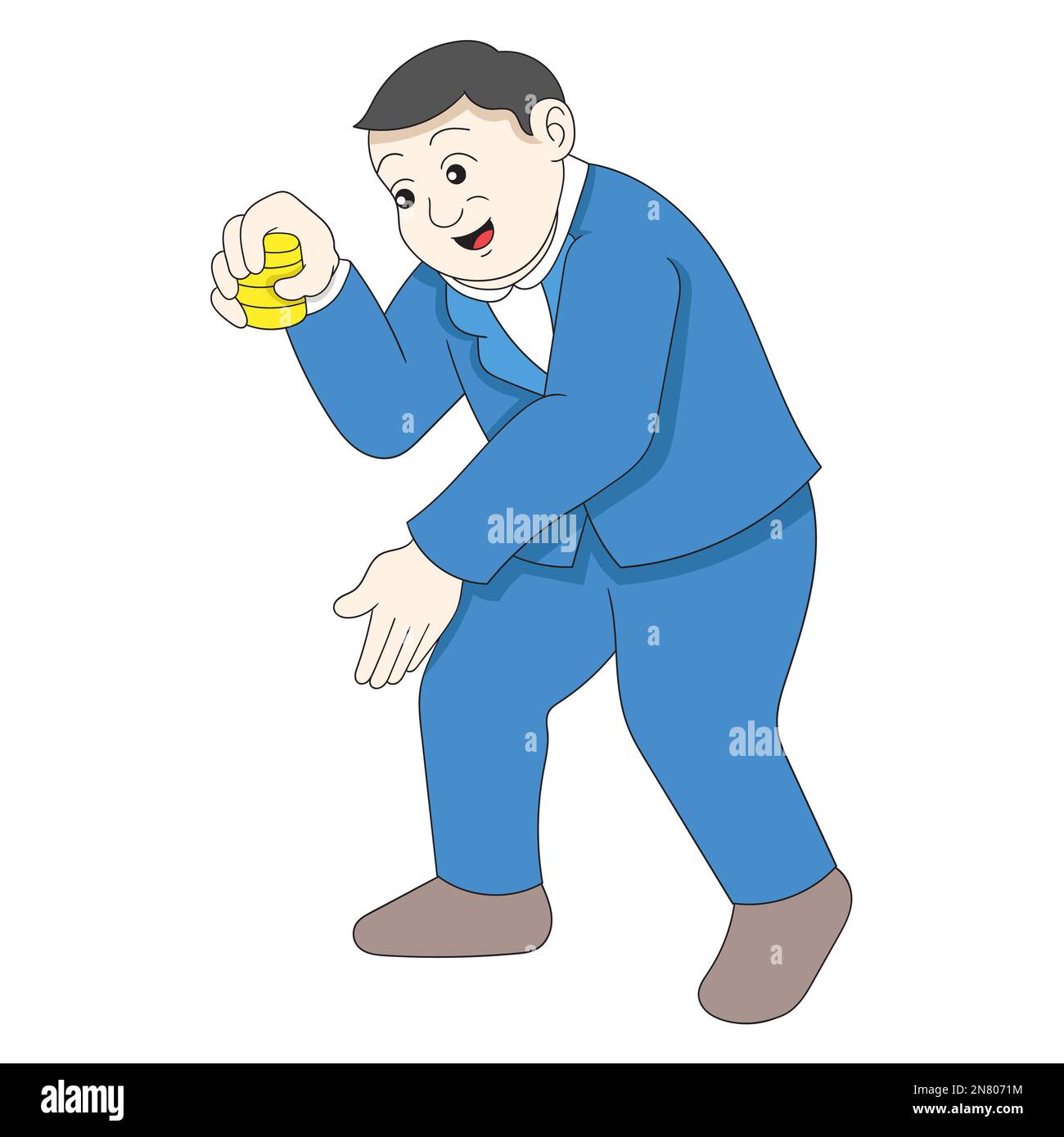 le boss, trop gros, détient des pièces d'or Illustration de Vecteur