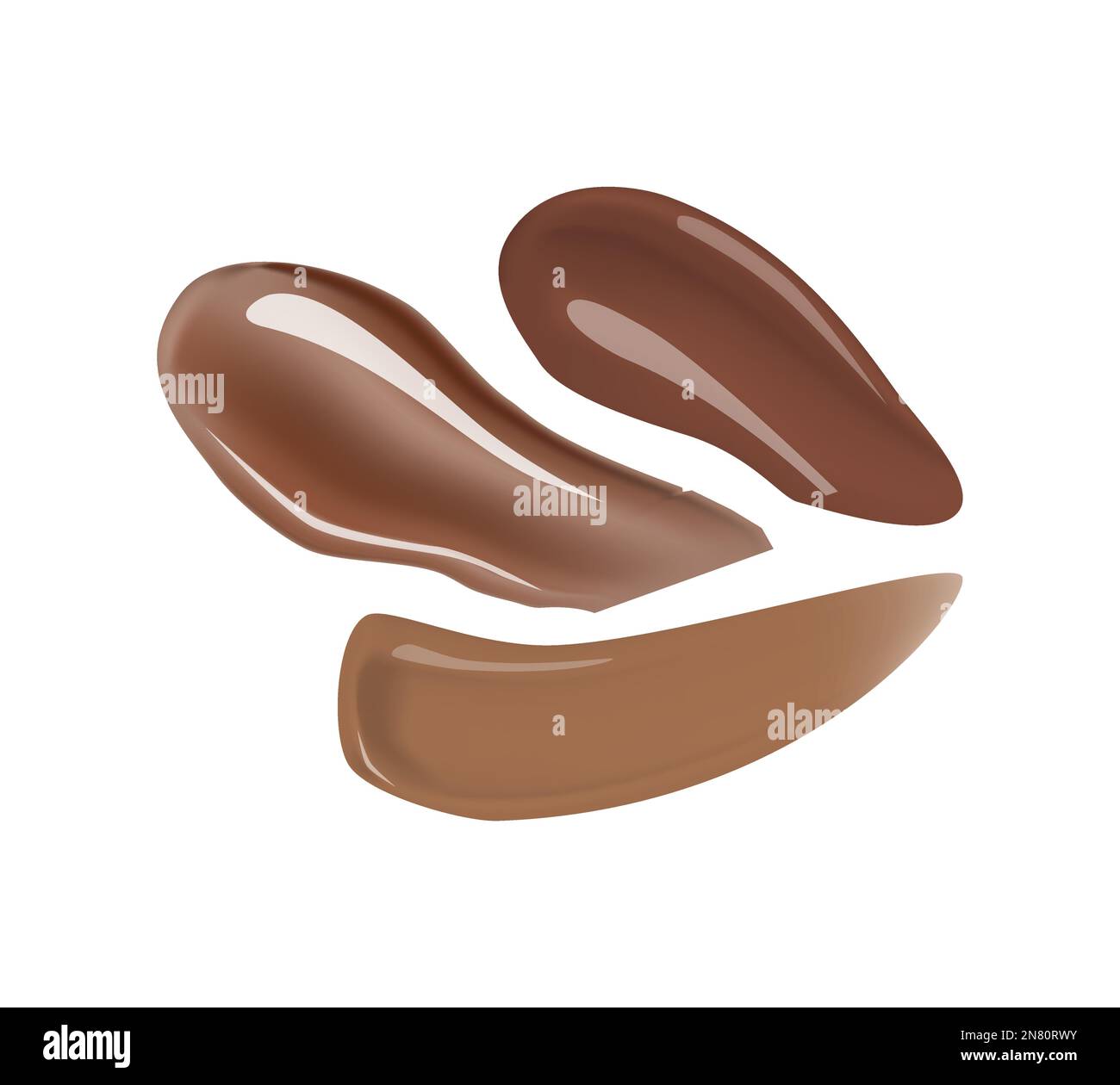 Fond de teint maculé taches isolées sur blanc. Nuances de correcteur de maquillage Illustration de Vecteur