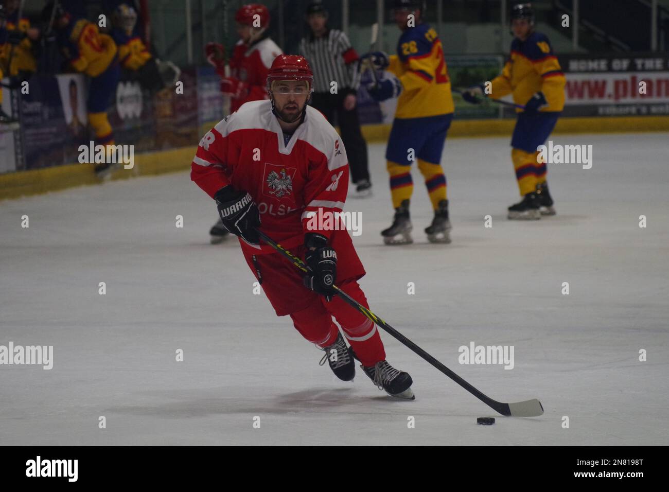 Coventry, Angleterre, 10 février 2023. Patryk Krezolek jouant pour la Pologne contre la Roumanie dans le défi de l'Euro 2023 à la Skydome Arena, Coventry. Crédit : Colin Edwards Banque D'Images