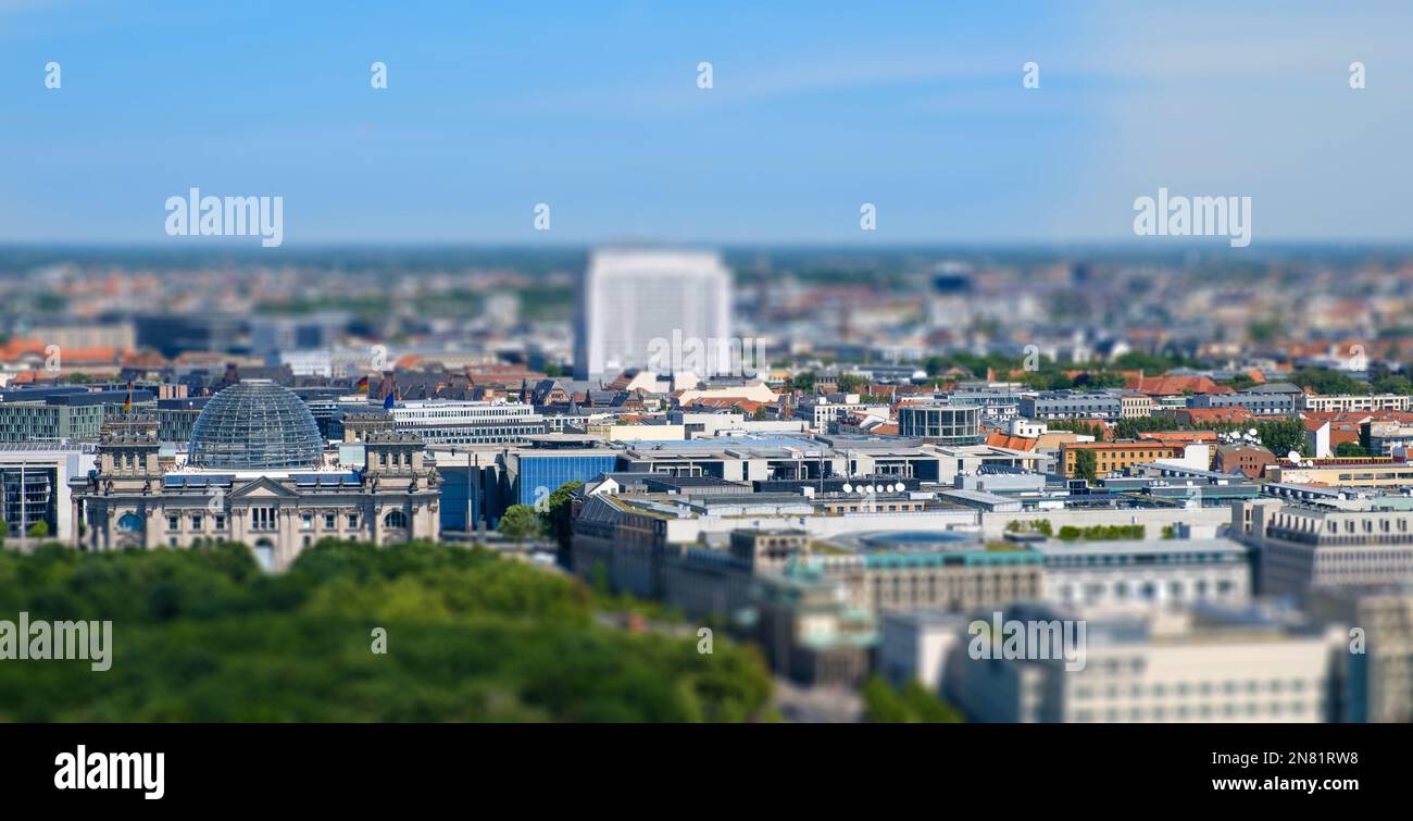Berlin City Skyline Aerial, Brandenburger Tor (porte de Brandebourg) Berlin Banque D'Images
