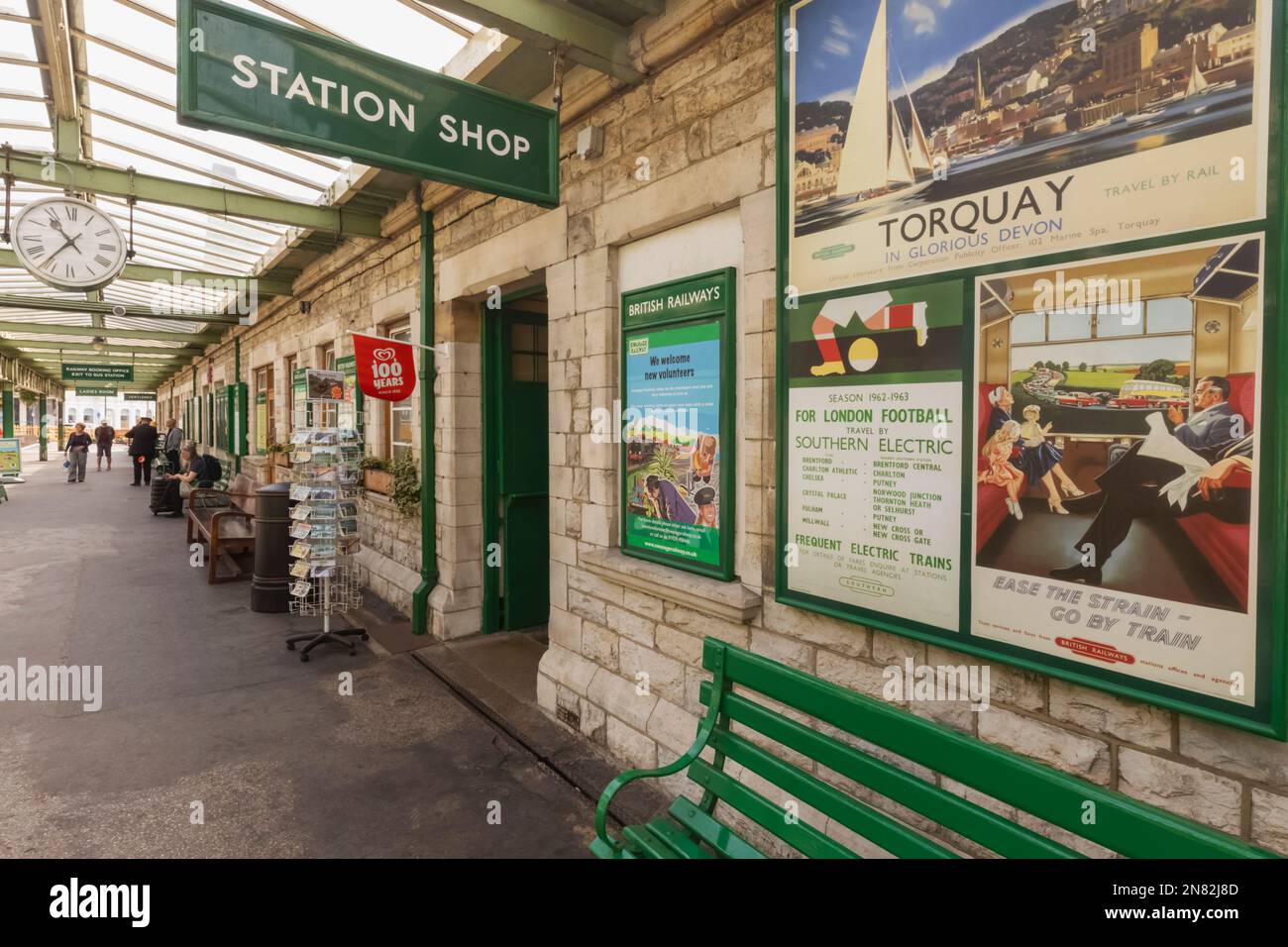 Angleterre, Dorset, île de Purbeck, Swanage, plateforme de la gare de