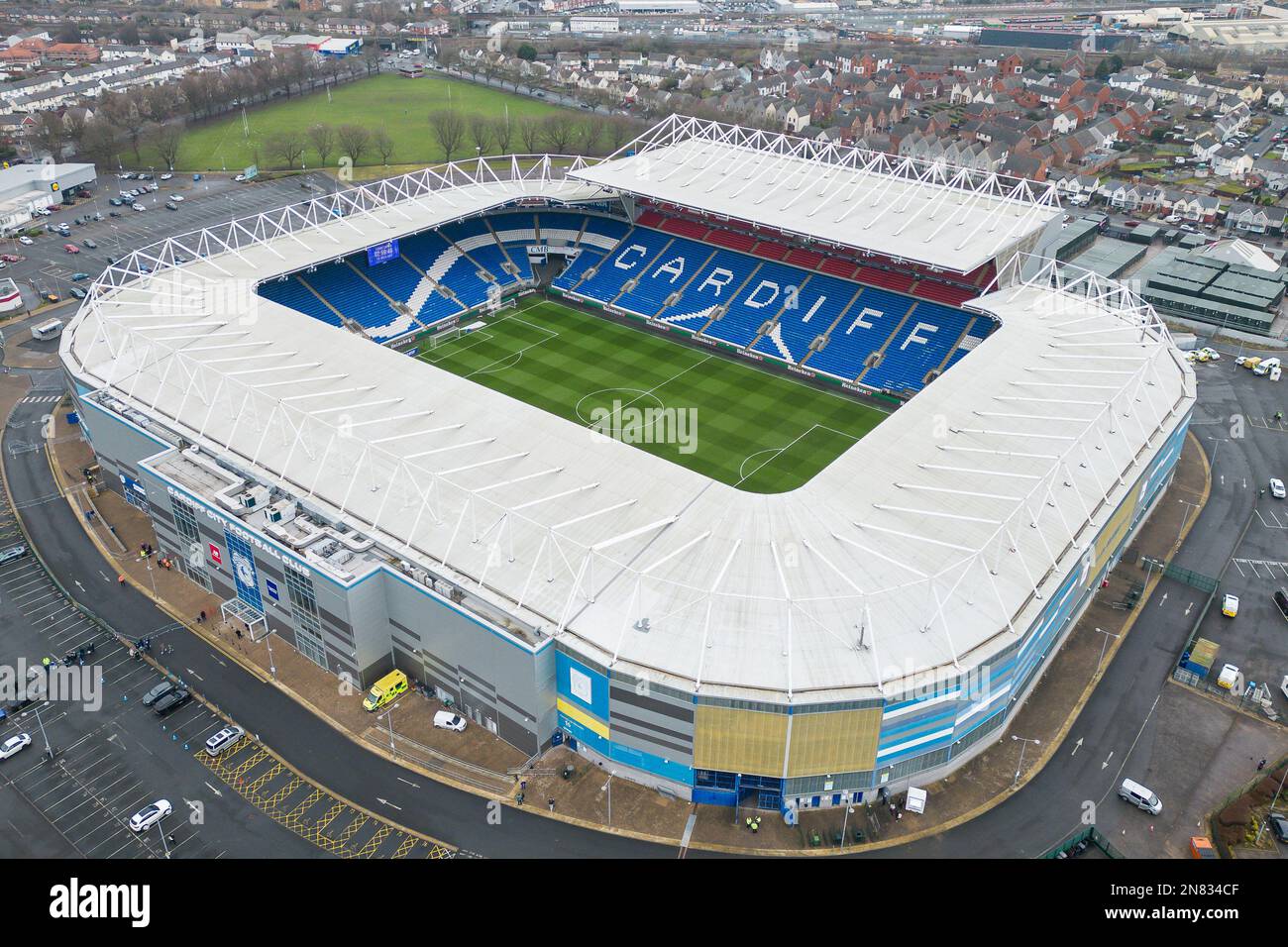 Cardiff, Royaume-Uni. 11th févr. 2023. Vue extérieure générale du Cardiff City Stadium, stade de Cardiff City en avance sur le match de championnat Sky Bet Cardiff City vs Middlesbrough au Cardiff City Stadium, Cardiff, Royaume-Uni, 11th février 2023 (photo de Craig Thomas/News Images) à Cardiff, Royaume-Uni, le 2/11/2023. (Photo de Craig Thomas/News Images/Sipa USA) crédit: SIPA USA/Alay Live News Banque D'Images