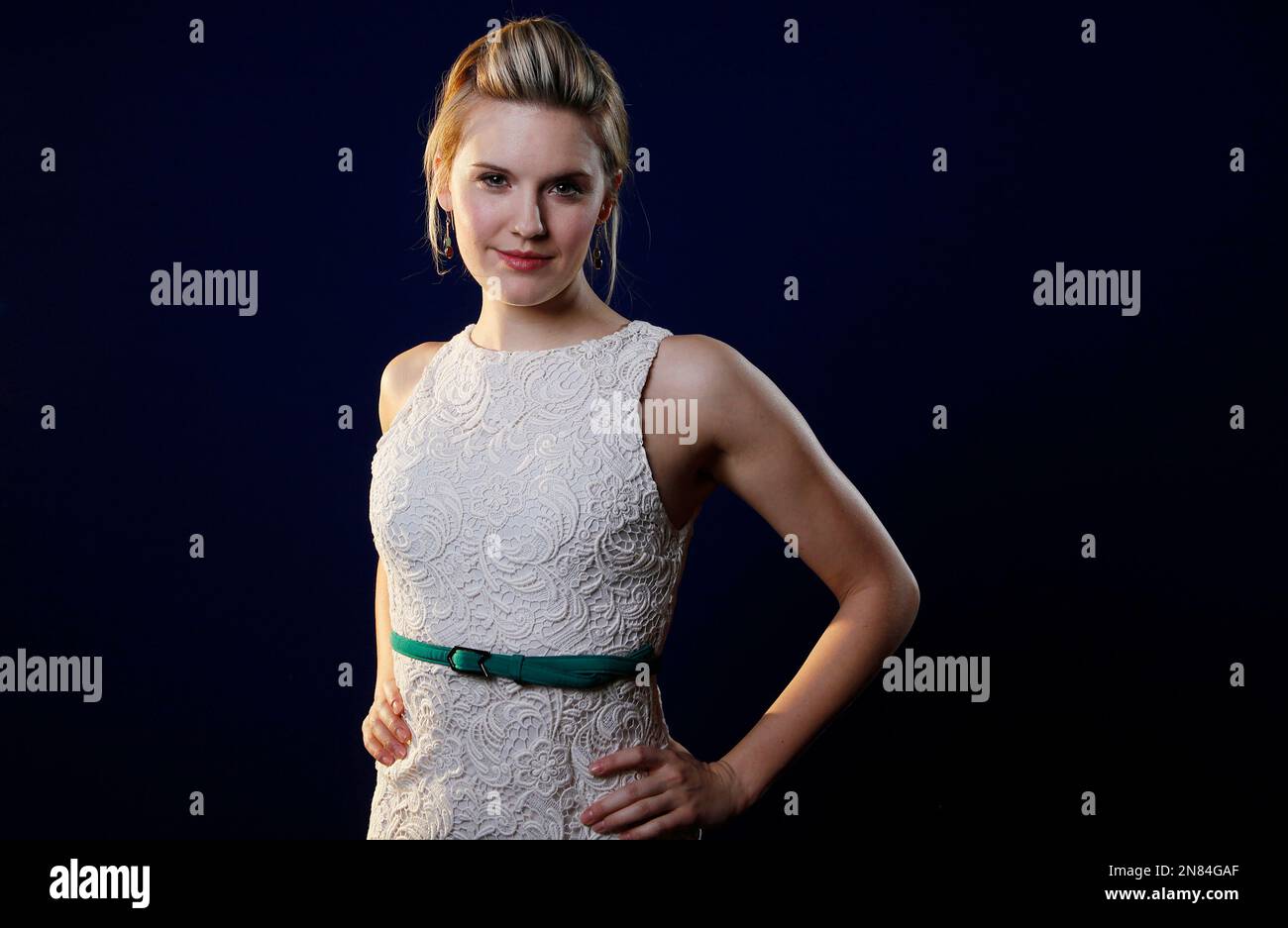 American actress and current star of Showtime Network's "Californication," Maggie Grace poses for a portrait on Thursday, Feb. 14, 2013 in New York. (Photo by Carlo Allegri/Invision/AP) Banque D'Images