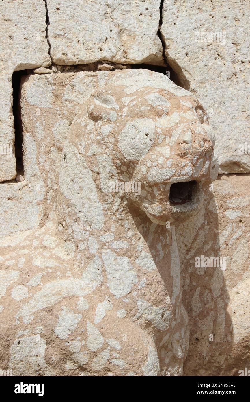 La pierre a sculpté le lion Qasr Al Abd en Irak El Amir Jordan Banque D'Images