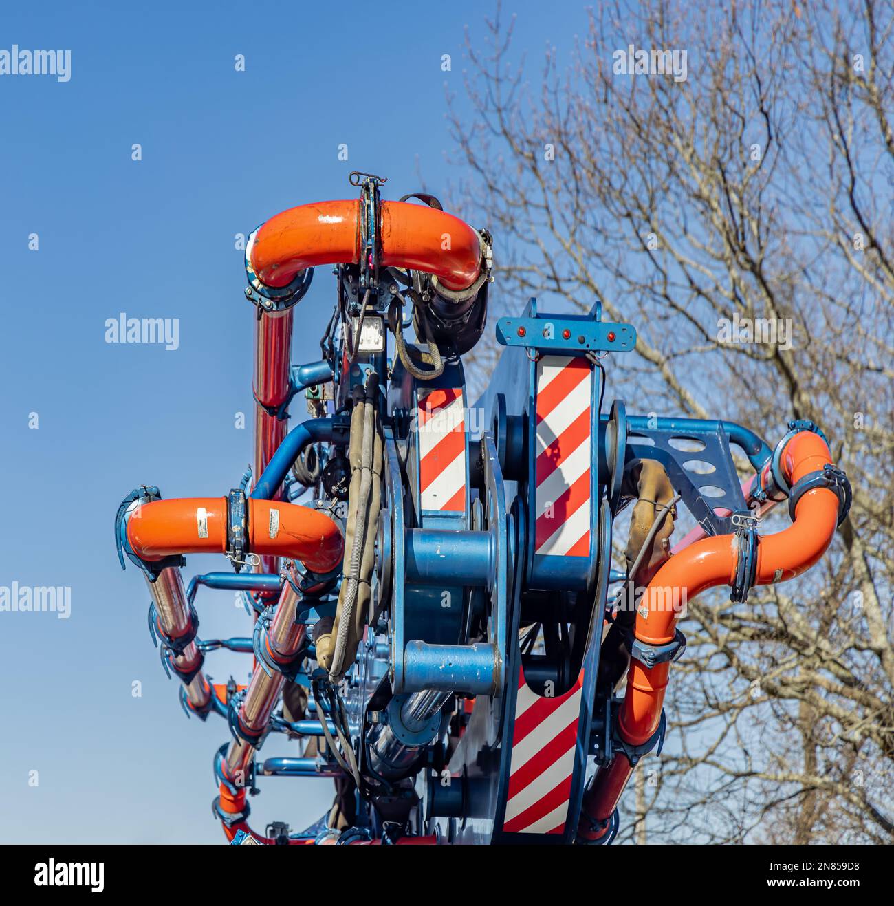 Image détaillée d'un chariot à pompe à béton Banque D'Images