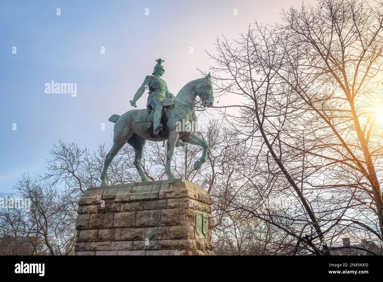 Monument de l'empereur Guillaume II au pont Hohenzollern - Cologne, Allemagne Banque D'Images