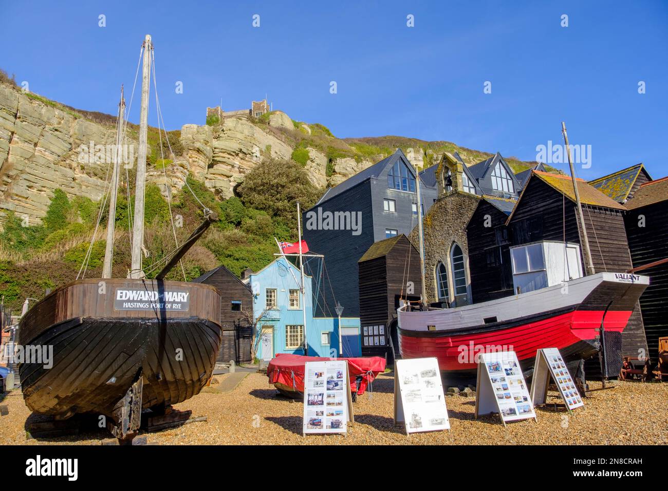 Hastings, Maritime Quarter, Historic Boats, Rock a Nore Outdoor Museum, East Sussex, Royaume-Uni Banque D'Images